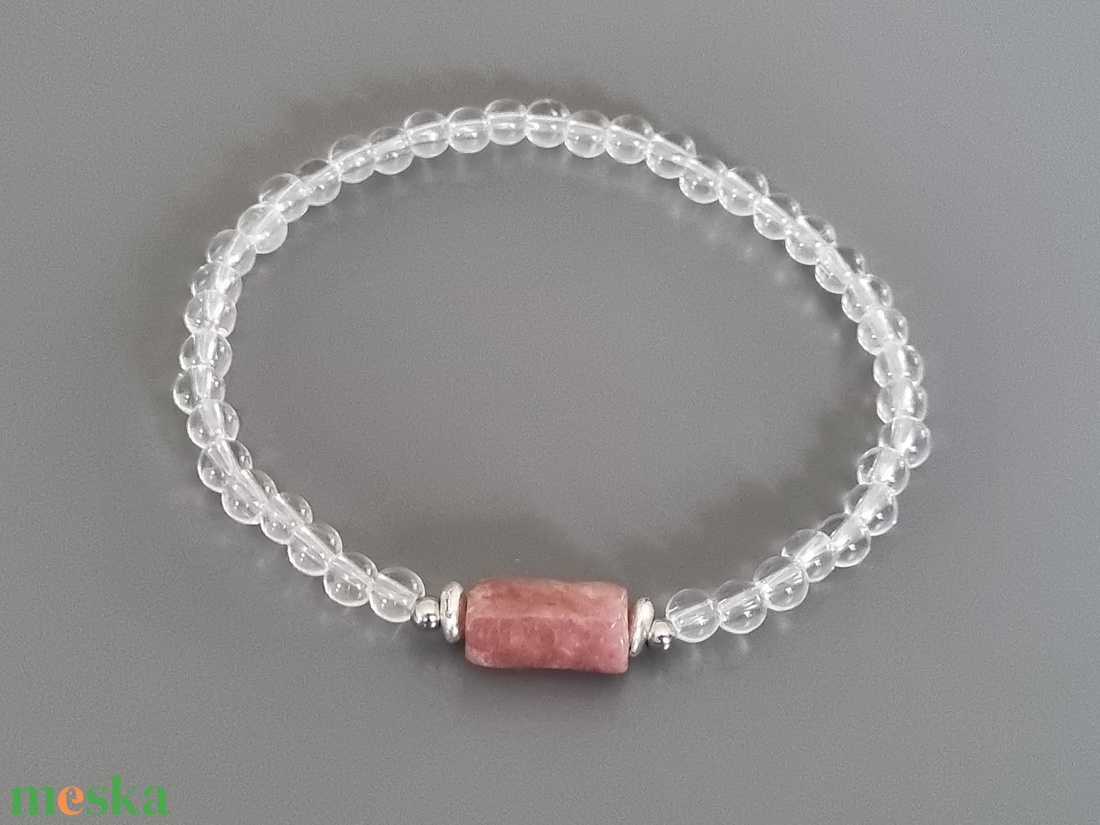 Hegyikristály rubellittel karkötő, ásvány,  nőnek, lánynak, ajándék, gyöngy, ékszer, drágakő - ékszer - karkötő - gyöngyös karkötő - Meska.hu