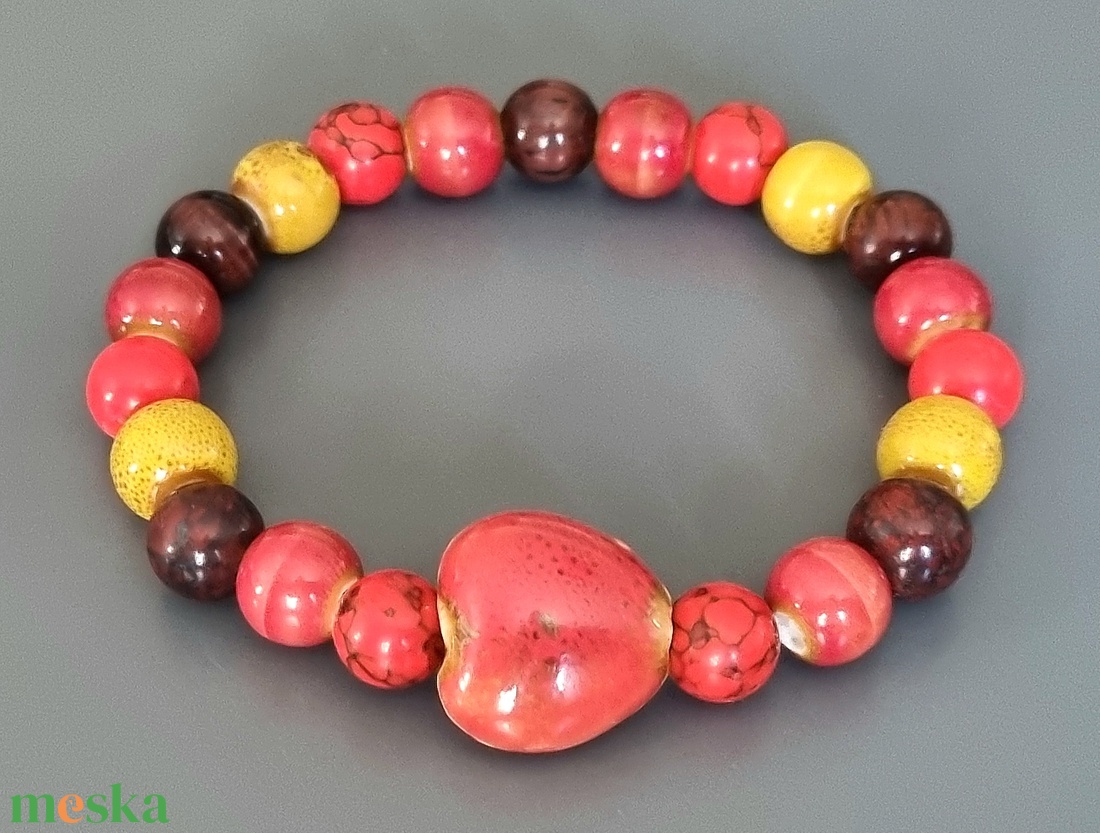 Kerámia és ásvány karkötő, gyöngy, kerámia, ősz, dekoratív, ásvány,  ajándék, nőnek - ékszer - ékszerszett - Meska.hu