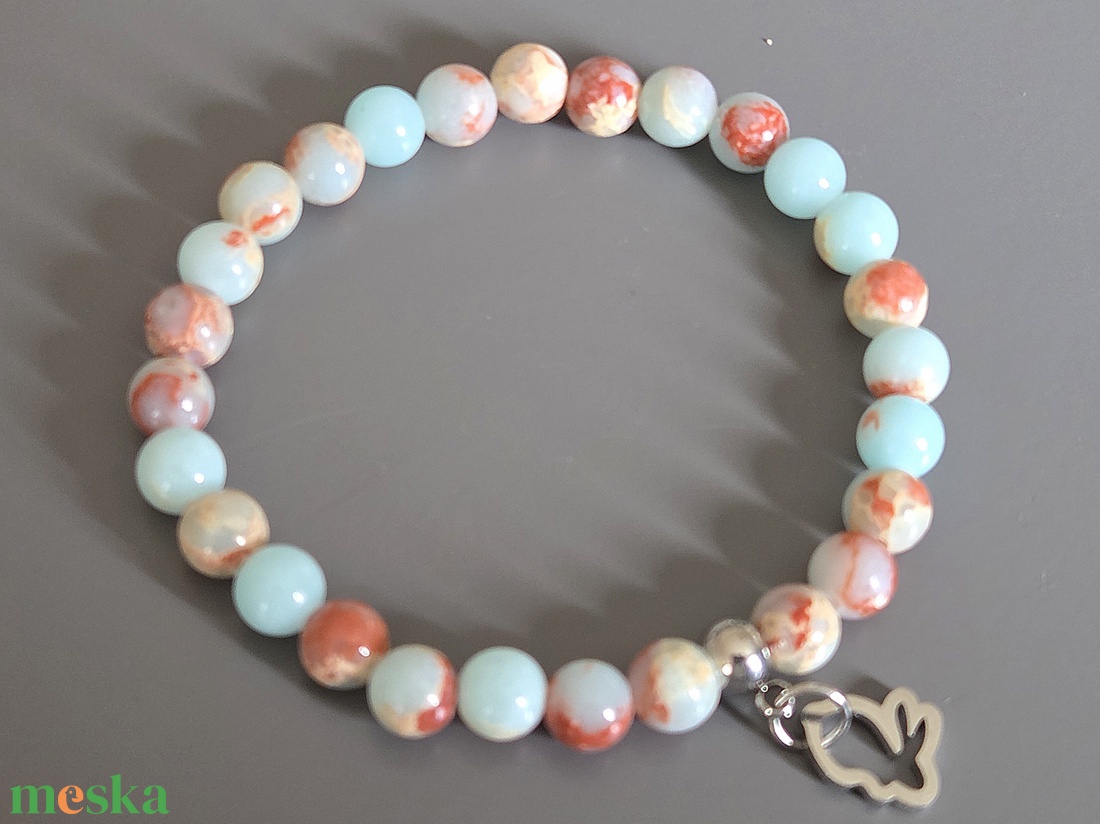 Shoushan karkötő nyúllal, gyöngy, ásvány,  ajándék, karkötő, fülbevaló, Meska - ékszer - ékszerszett - Meska.hu