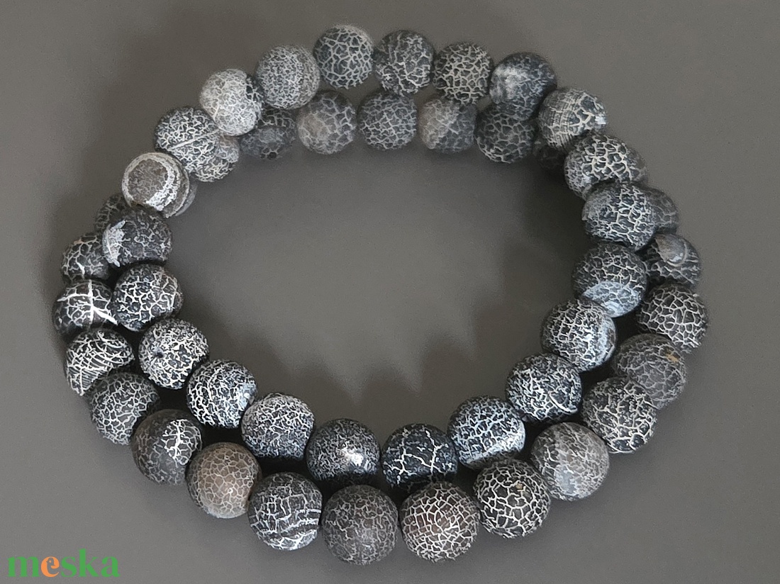 Szürke achát karkötő szett, karkötő, ajándék, nőnek, lánynak - ékszer - karkötő - gyöngyös karkötő - Meska.hu