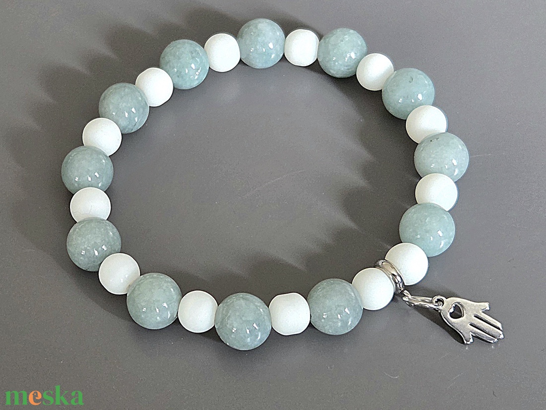 Hamsa ásványkarkötő, ásvány, gyöngy, ékszer, Magyarország, ajándék,  nőnek - ékszer - karkötő - gyöngyös karkötő - Meska.hu