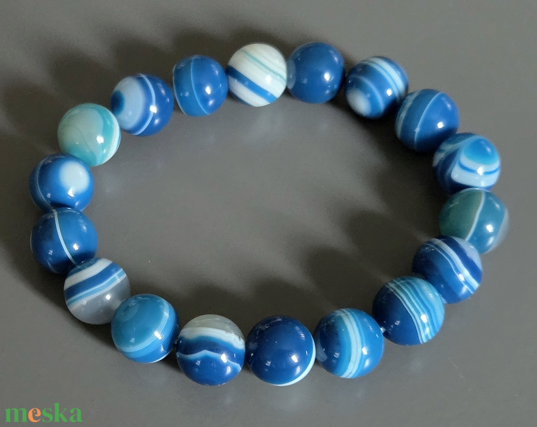 Imádom a tengert karkötő, szín trend, ásvány, gyógyító, ékszer, Meska, ajándék, nőnek, lánynak - ékszer - karkötő - gyöngyös karkötő - Meska.hu