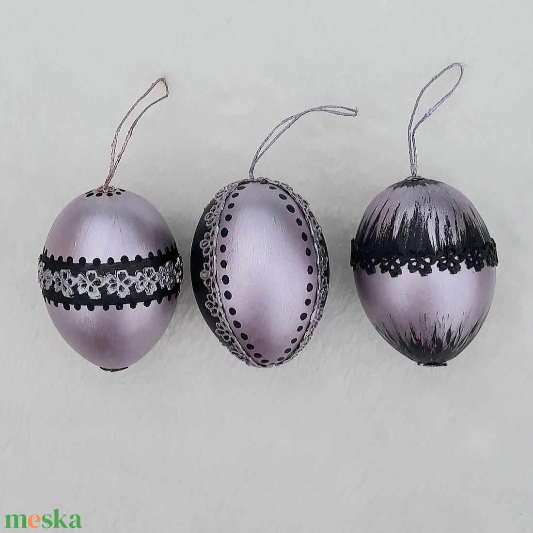 Metál húsvéti tojás 3 db lila - otthon & életmód - dekoráció - fali és függő dekoráció - függődísz - Meska.hu