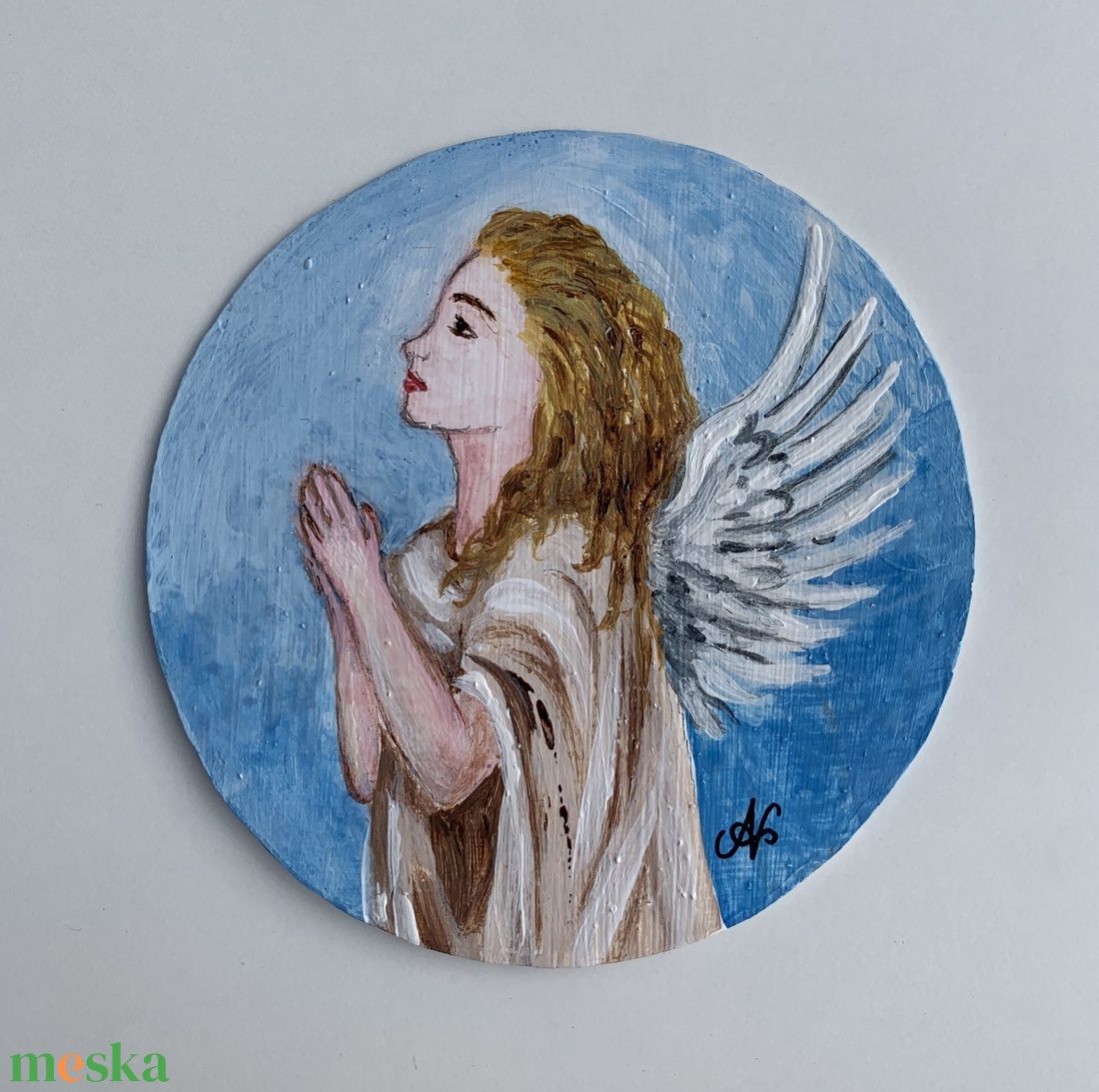 Angyalka (minifestmény) - művészet - festmény - akril - Meska.hu