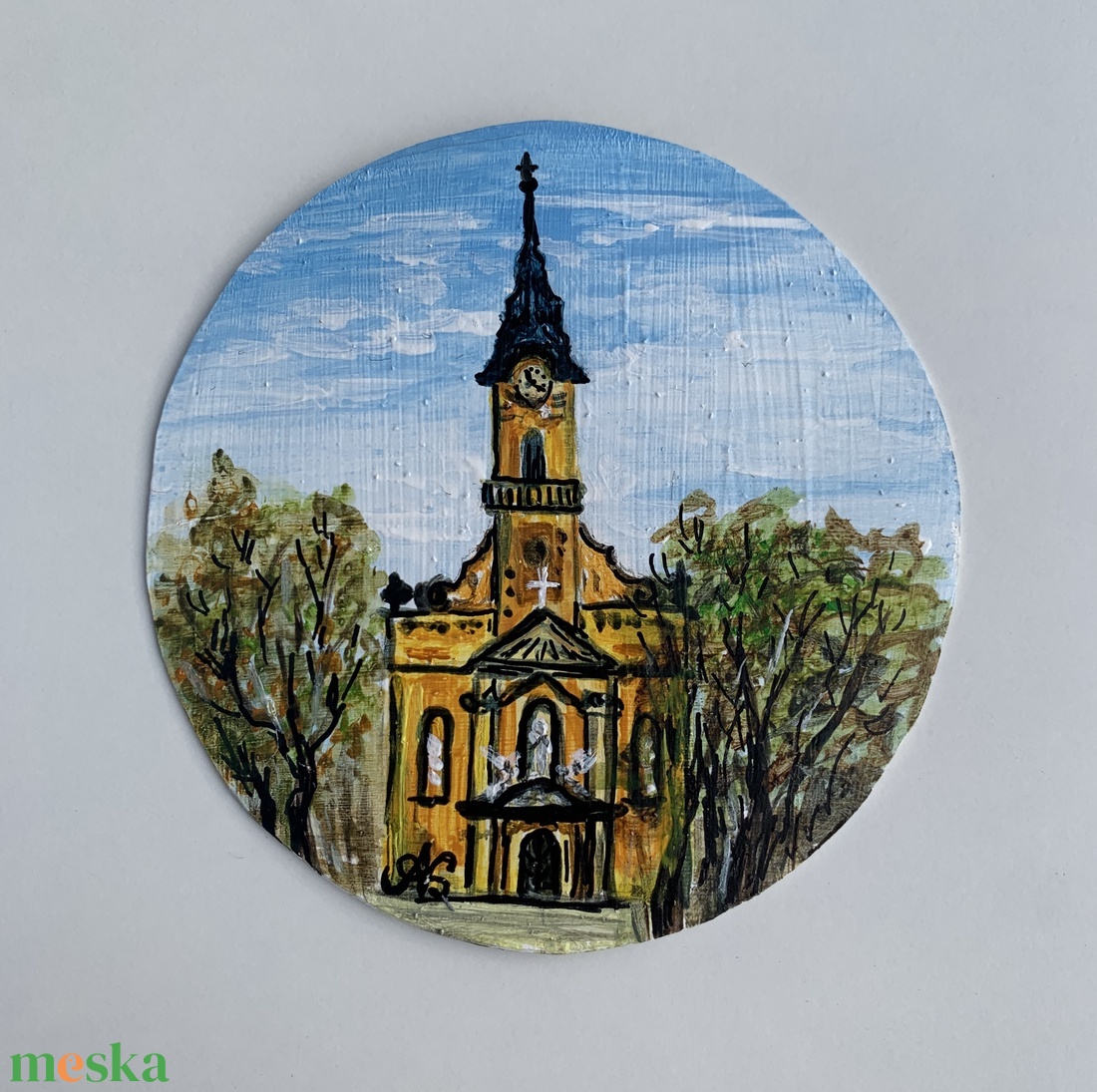 Templom (minifestmény) - művészet - festmény - akril - Meska.hu