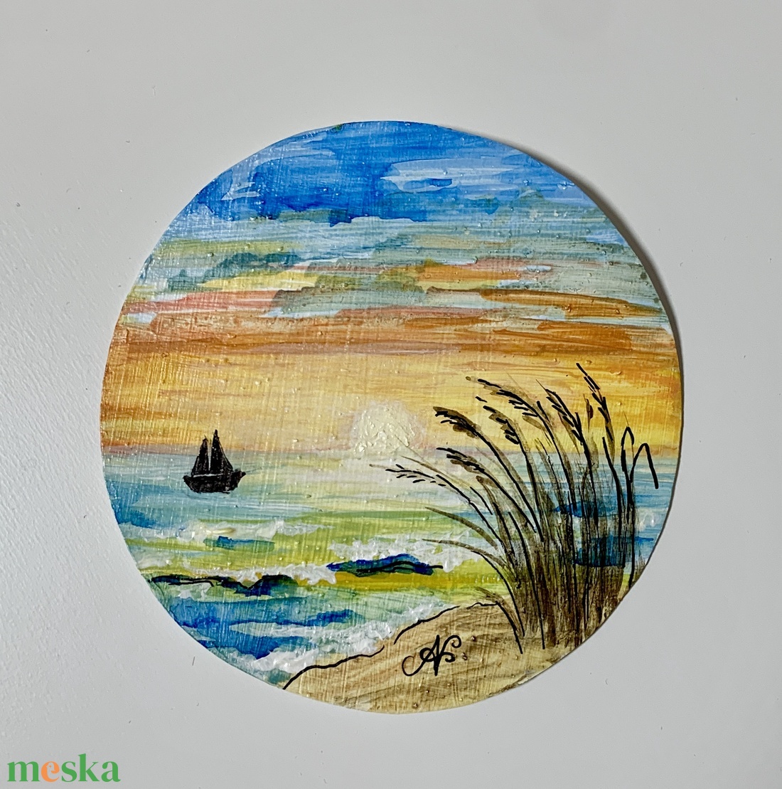 Naplemente (minifestmény) - művészet - festmény - akril - Meska.hu