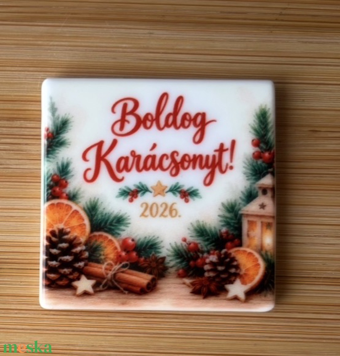 Karácsonyi kerámia hűtőmágnes - otthon & életmód - konyhafelszerelés, tálalás - konyhai dekoráció - hűtőmágnes - Meska.hu