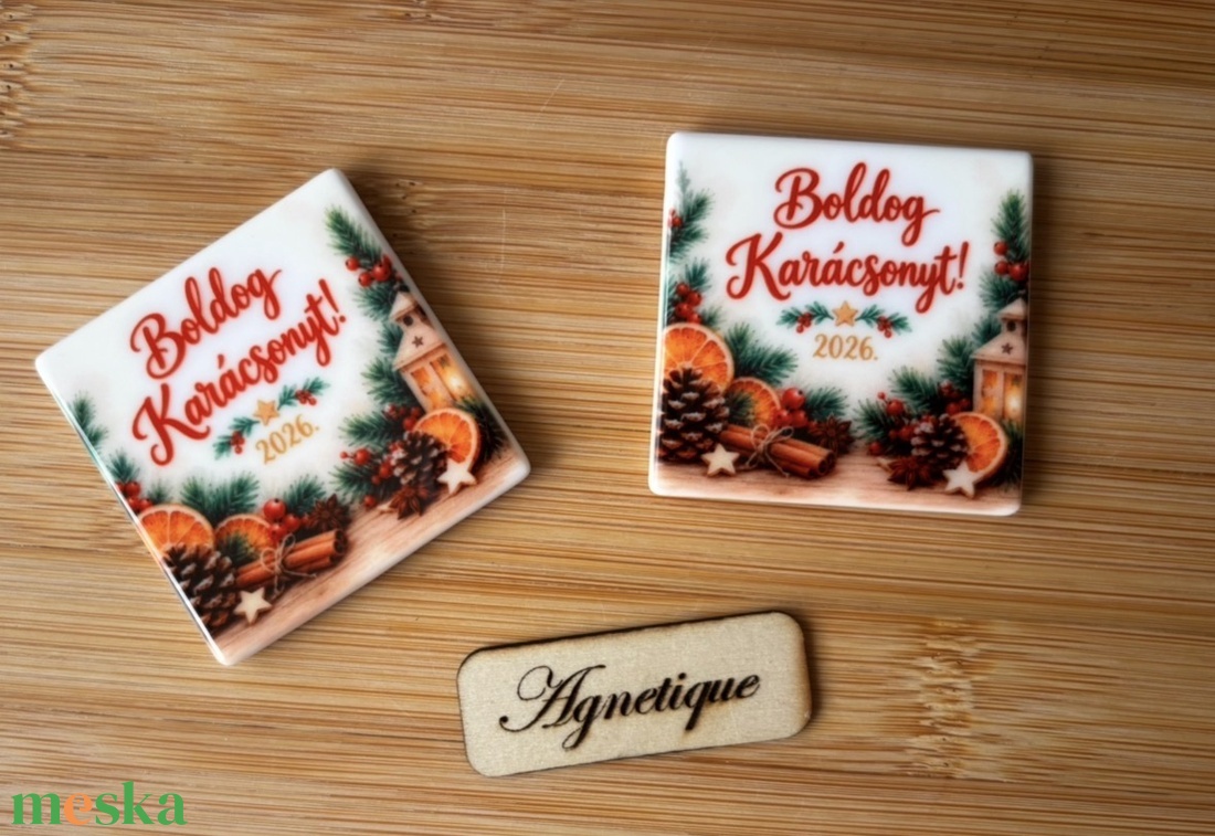 Karácsonyi kerámia hűtőmágnes - otthon & életmód - konyhafelszerelés, tálalás - konyhai dekoráció - hűtőmágnes - Meska.hu