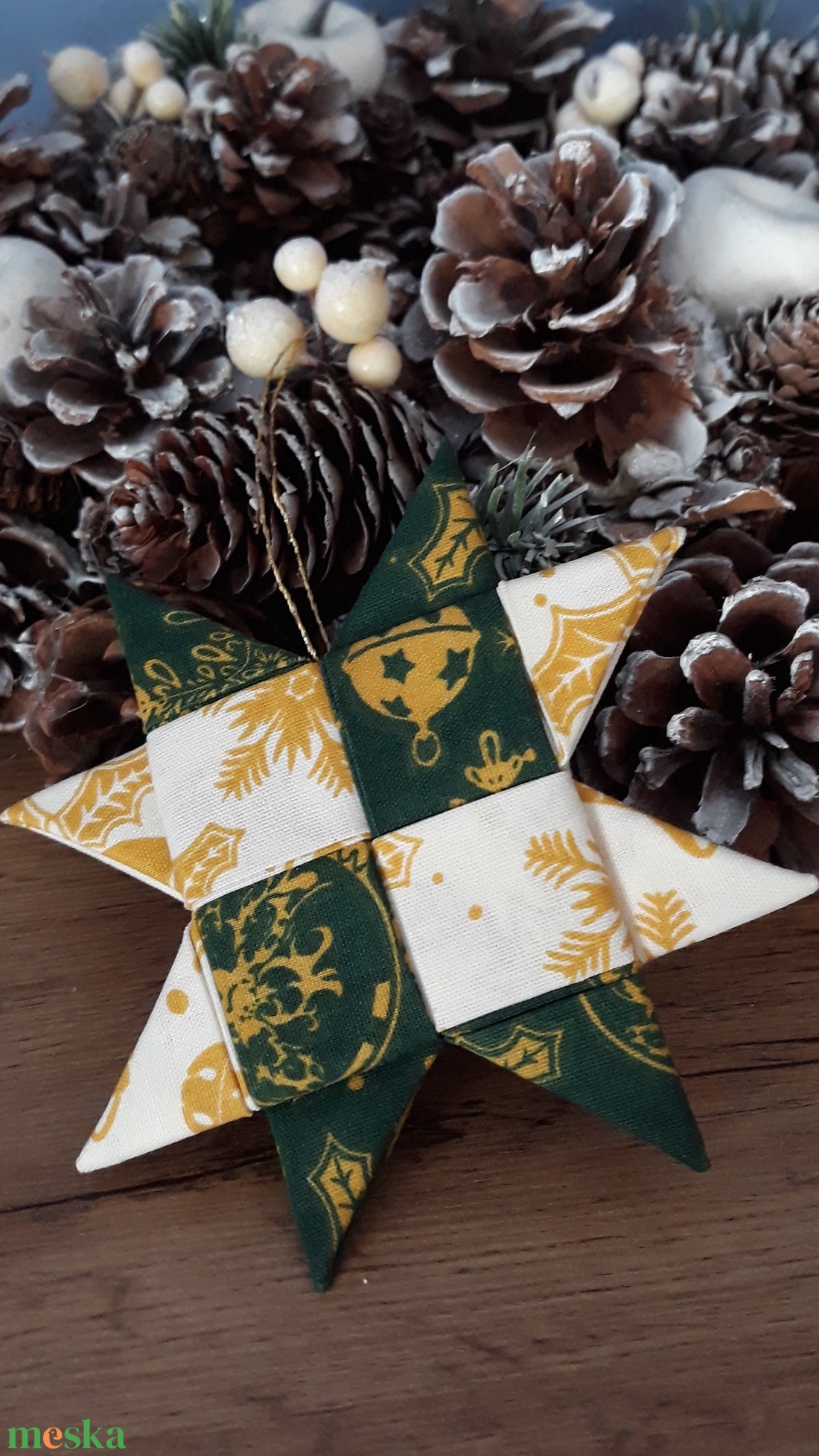 Skandináv csillag - Zöld-fehér-arany színű patchwork karácsonyfadísz - karácsony - karácsonyi lakásdekoráció - karácsonyfadíszek - Meska.hu Skandináv csillag - Zöld-fehér-arany színű patchwork karácsonyfadísz - karácsony - karácsonyi lakásdekoráció - karácsonyfadíszek - Meska.hu
