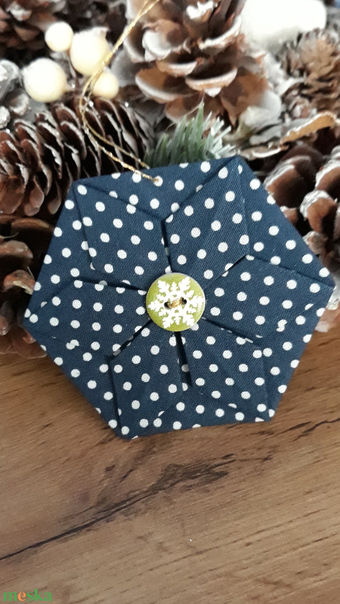 KIÁRUSÍTÁS! Hatszögletű origami hajtogatással készült kék-fehér pöttyös karácsonyfadísz - karácsony - karácsonyi lakásdekoráció - karácsonyfadíszek - Meska.hu KIÁRUSÍTÁS! Hatszögletű origami hajtogatással készült kék-fehér pöttyös karácsonyfadísz - karácsony - karácsonyi lakásdekoráció - karácsonyfadíszek - Meska.hu