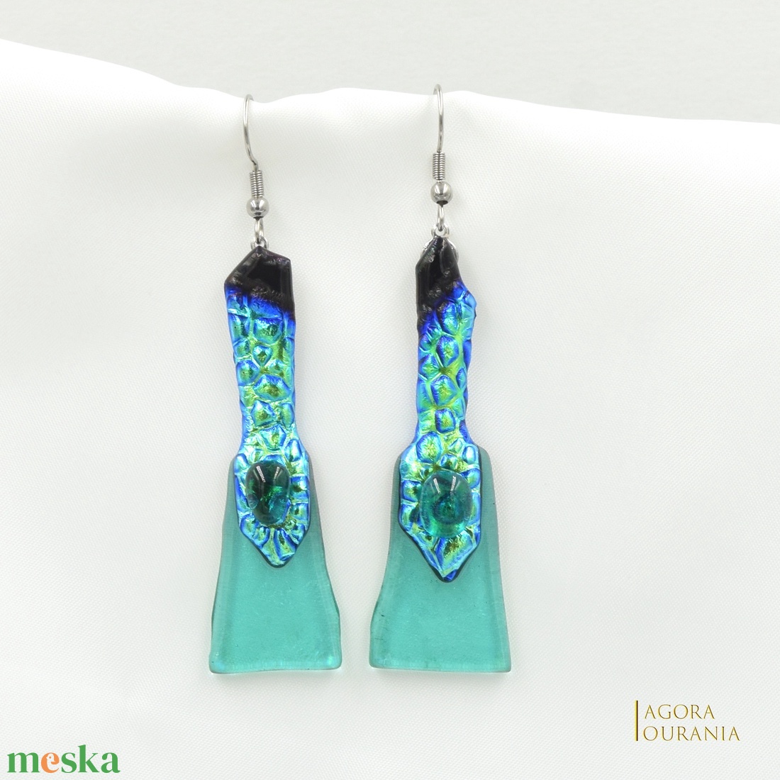 DICHROIC FUSING ÜVEGÉKSZER NO. 72 - ékszer - fülbevaló - lógó fülbevaló - Meska.hu