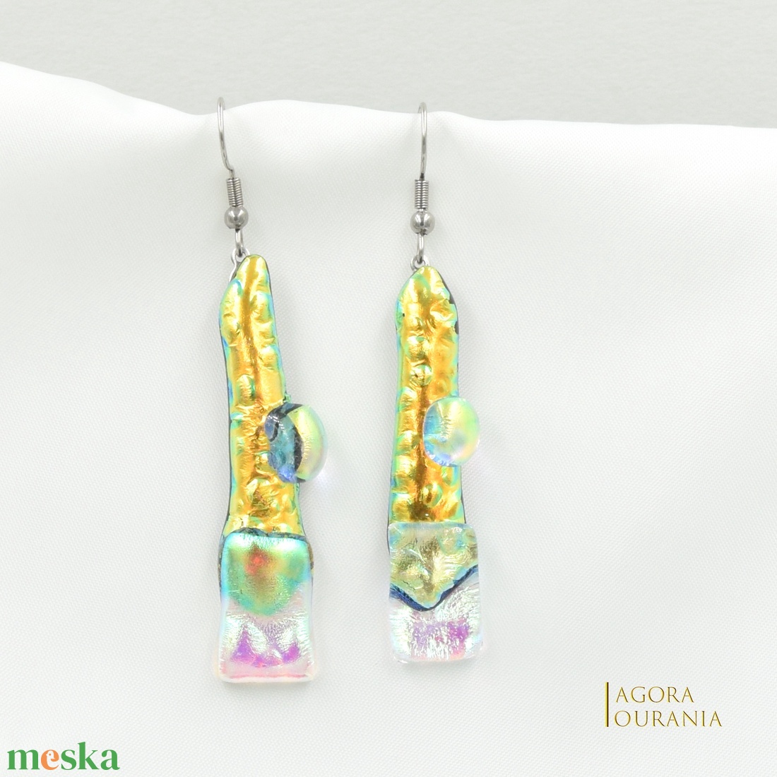 DICHROIC FUSING ÜVEGÉKSZER NO. 72 - ékszer - fülbevaló - lógó fülbevaló - Meska.hu