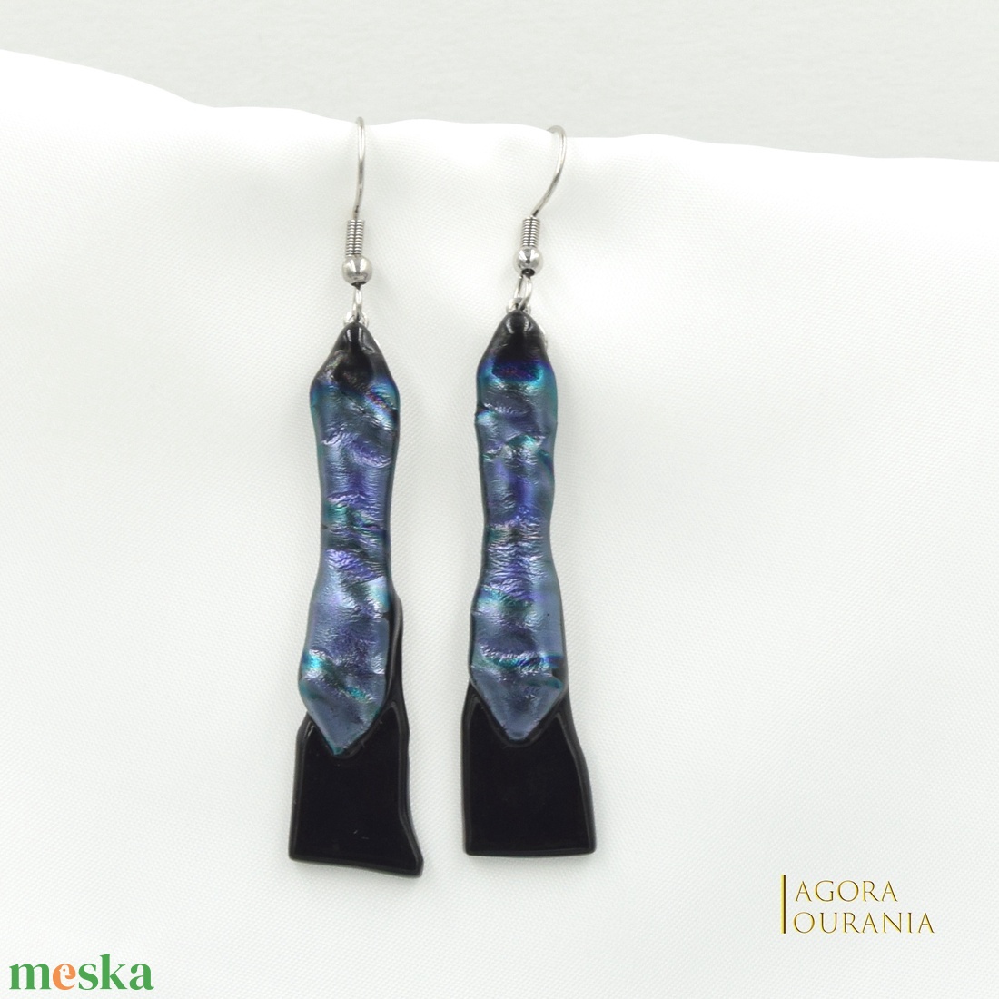 DICHROIC FUSING ÜVEGÉKSZER NO. 72 - ékszer - fülbevaló - lógó fülbevaló - Meska.hu