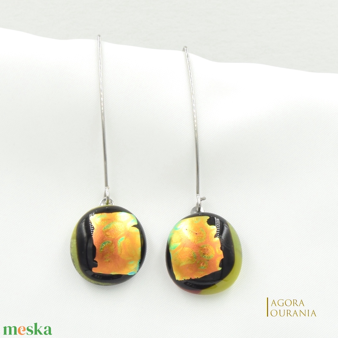 DICHROIC FUSING ÜVEGÉKSZER NO. 20 - ékszer - fülbevaló - lógó fülbevaló - Meska.hu