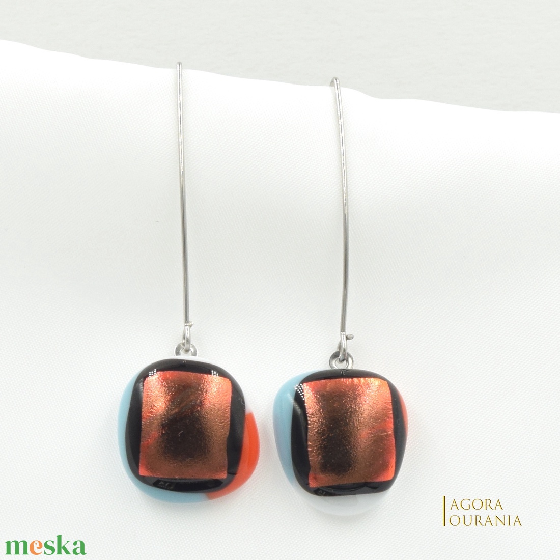 DICHROIC FUSING ÜVEGÉKSZER NO. 20 - ékszer - fülbevaló - lógó fülbevaló - Meska.hu