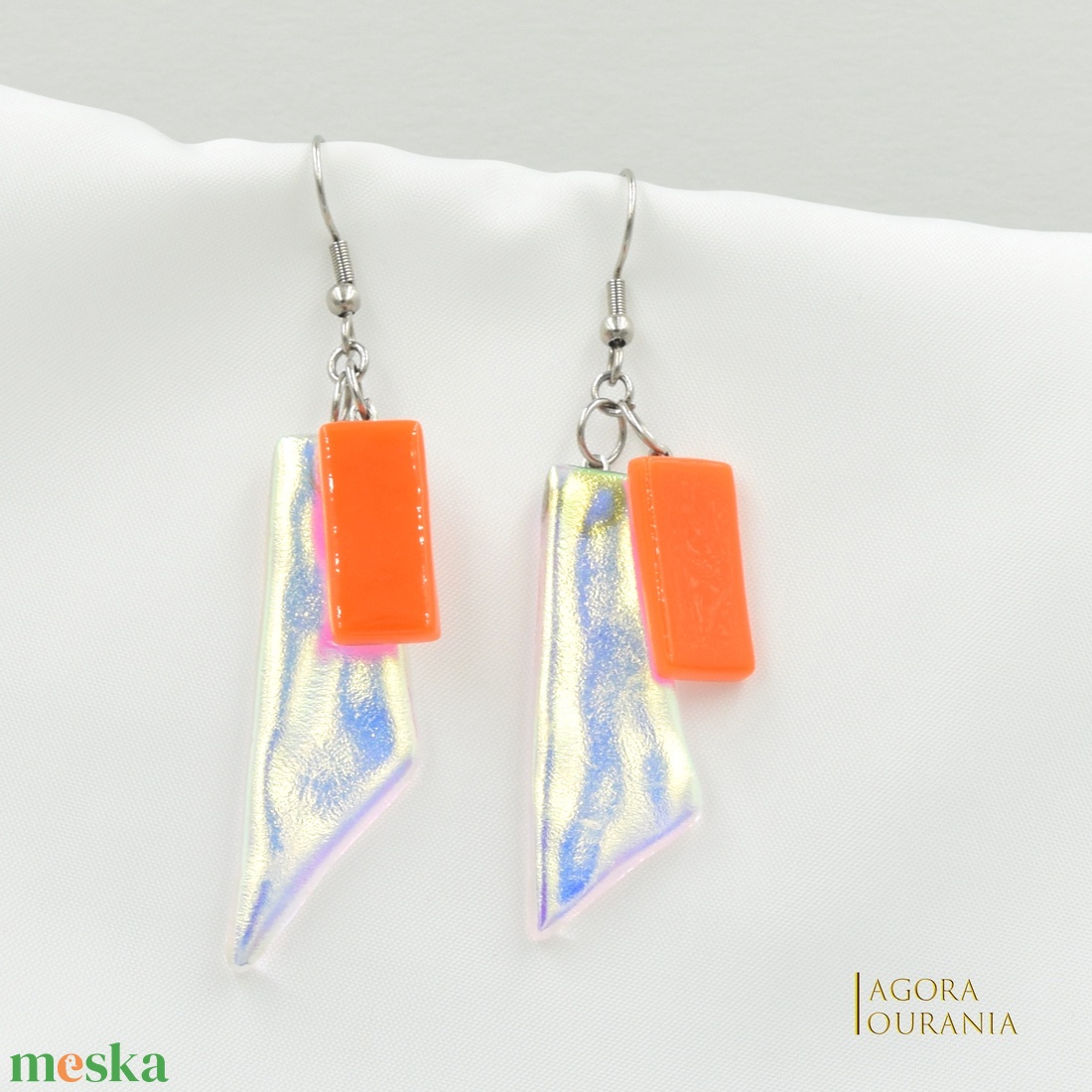 DICHROIC FUSING ÜVEGÉKSZER NO. 11 - ékszer - fülbevaló - lógó fülbevaló - Meska.hu