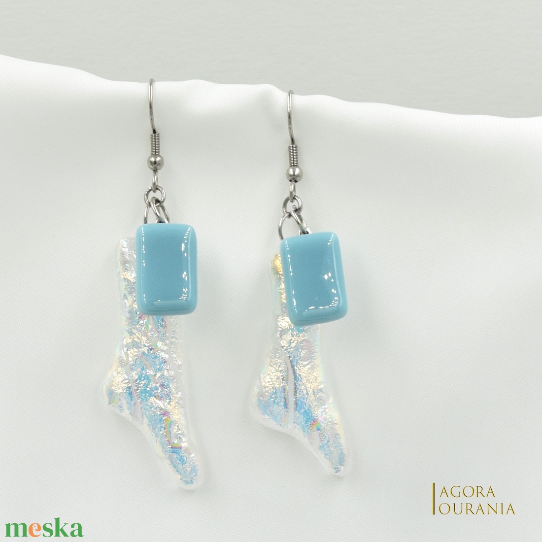 DICHROIC FUSING ÜVEGÉKSZER NO. 11 - ékszer - fülbevaló - lógó fülbevaló - Meska.hu