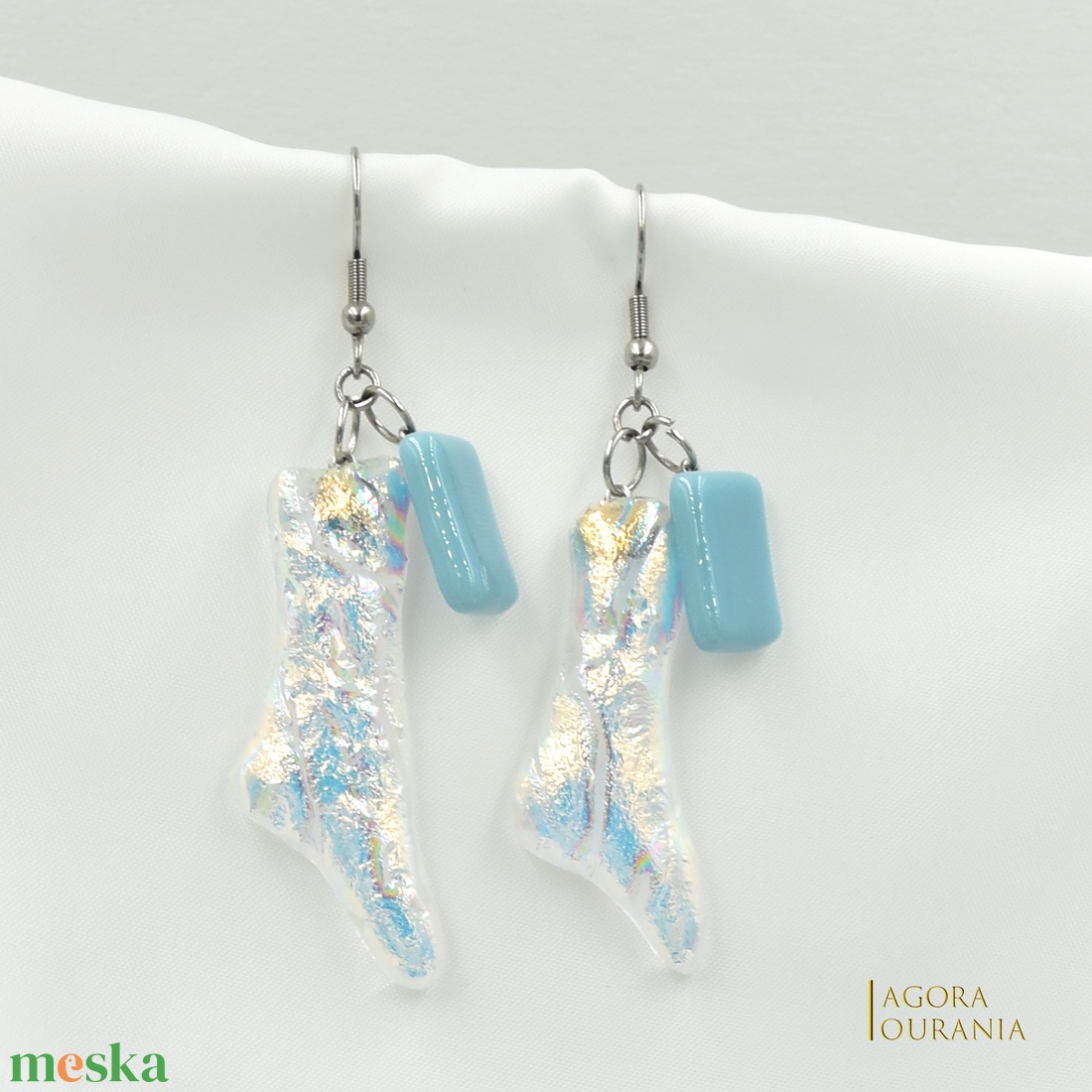 DICHROIC FUSING ÜVEGÉKSZER NO. 11 - ékszer - fülbevaló - lógó fülbevaló - Meska.hu