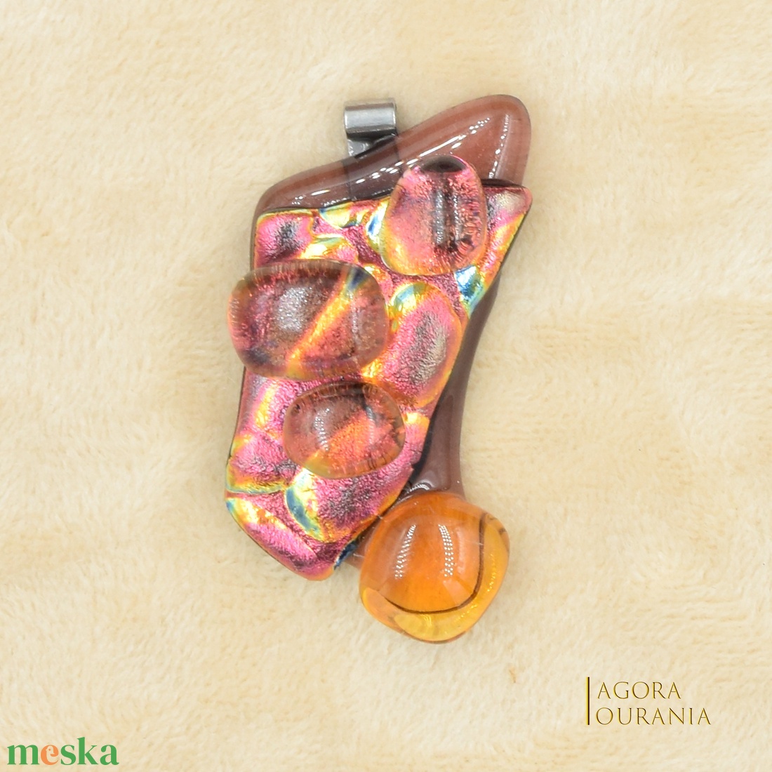 DICHROIC FUSING ÜVEGÉKSZER NO. 100 padlizsán barna - ékszer - ékszerszett - Meska.hu