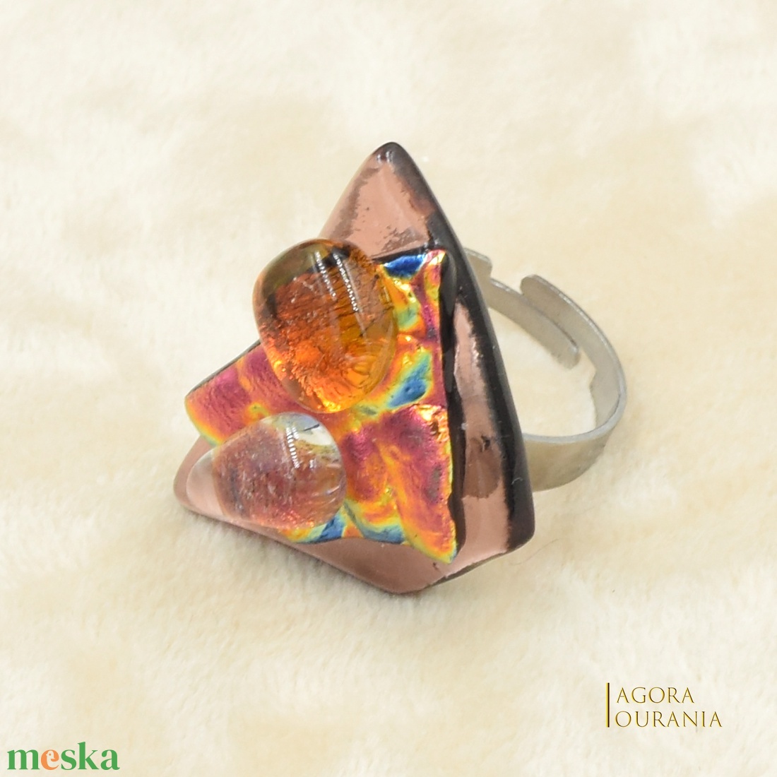 DICHROIC FUSING ÜVEGÉKSZER NO. 100 padlizsán barna - ékszer - ékszerszett - Meska.hu