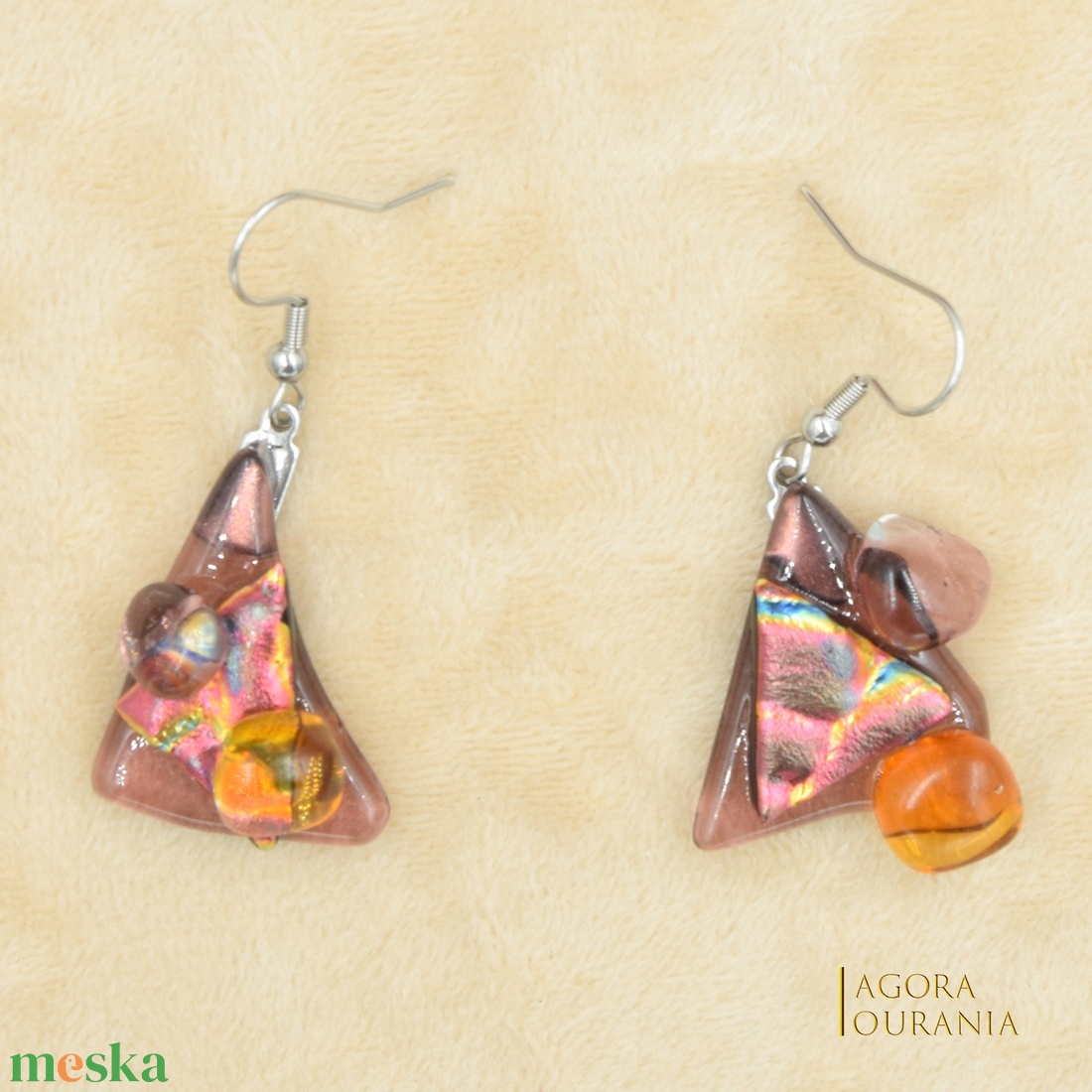 DICHROIC FUSING ÜVEGÉKSZER NO. 100 padlizsán barna - ékszer - ékszerszett - Meska.hu