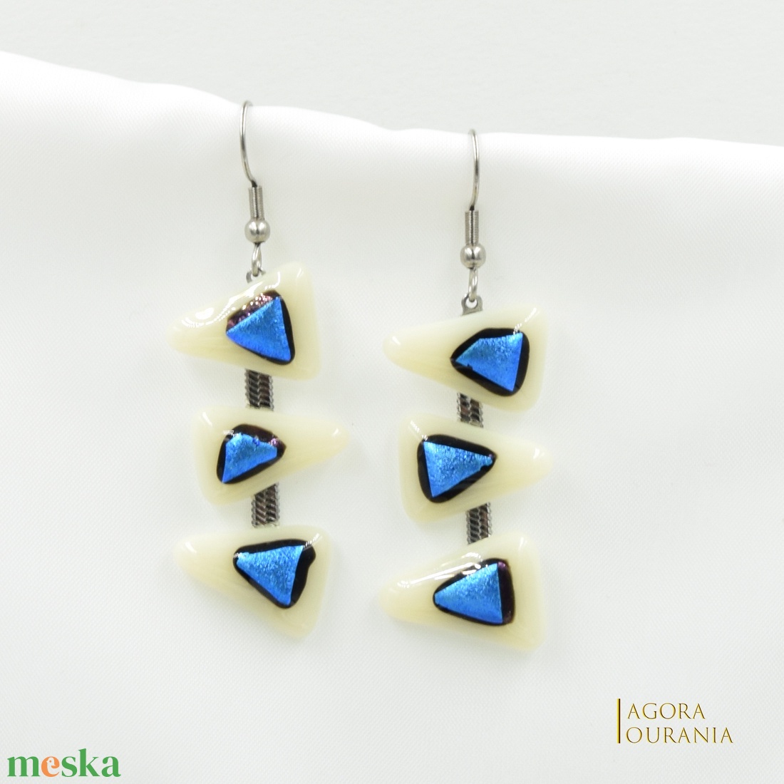 QUADRAT FUSING ÜVEGÉKSZER NO. 40 - ékszer - fülbevaló - lógó fülbevaló - Meska.hu