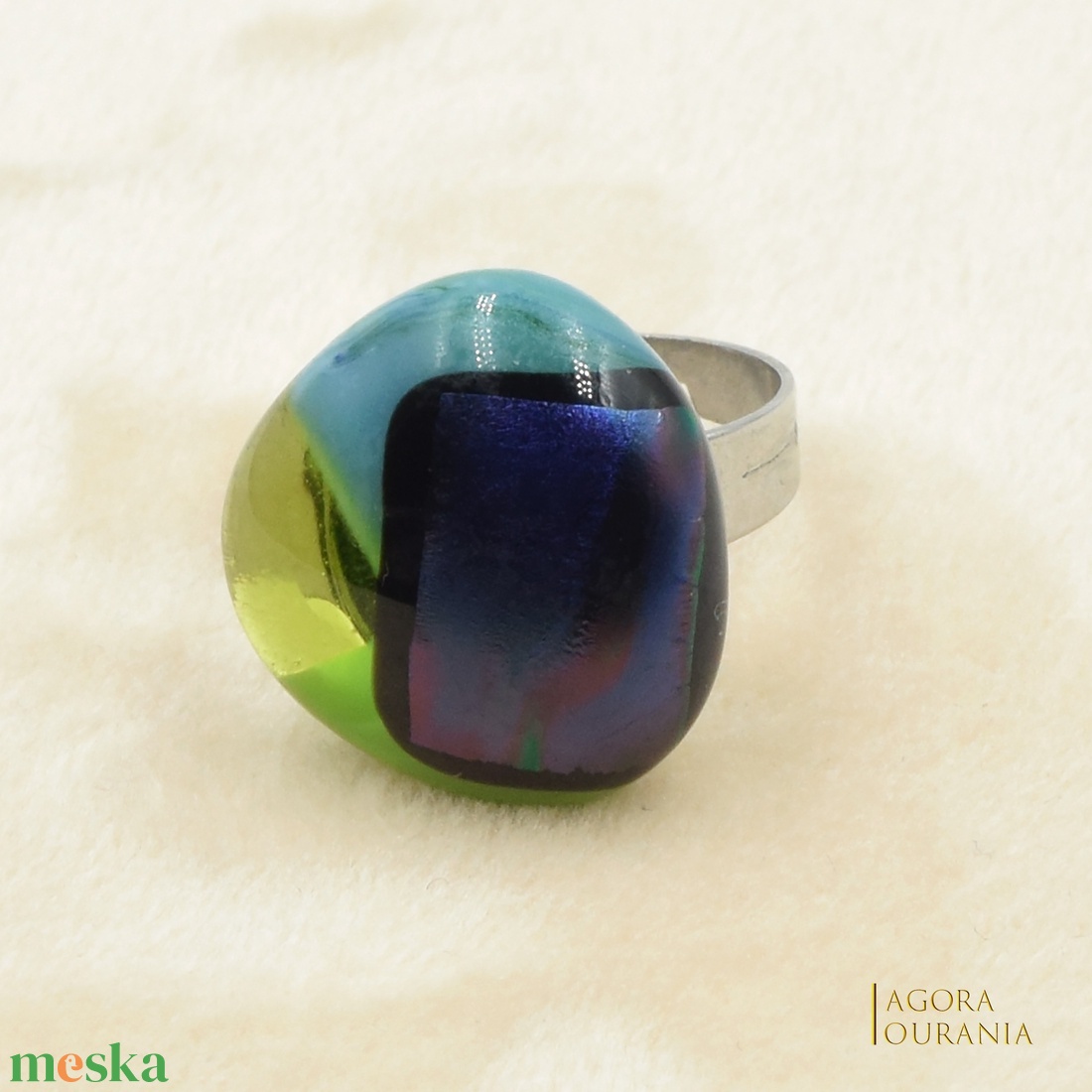 QUADRAT FUSING ÜVEGÉKSZER NO. 20 - ékszer - gyűrű - statement gyűrű - Meska.hu