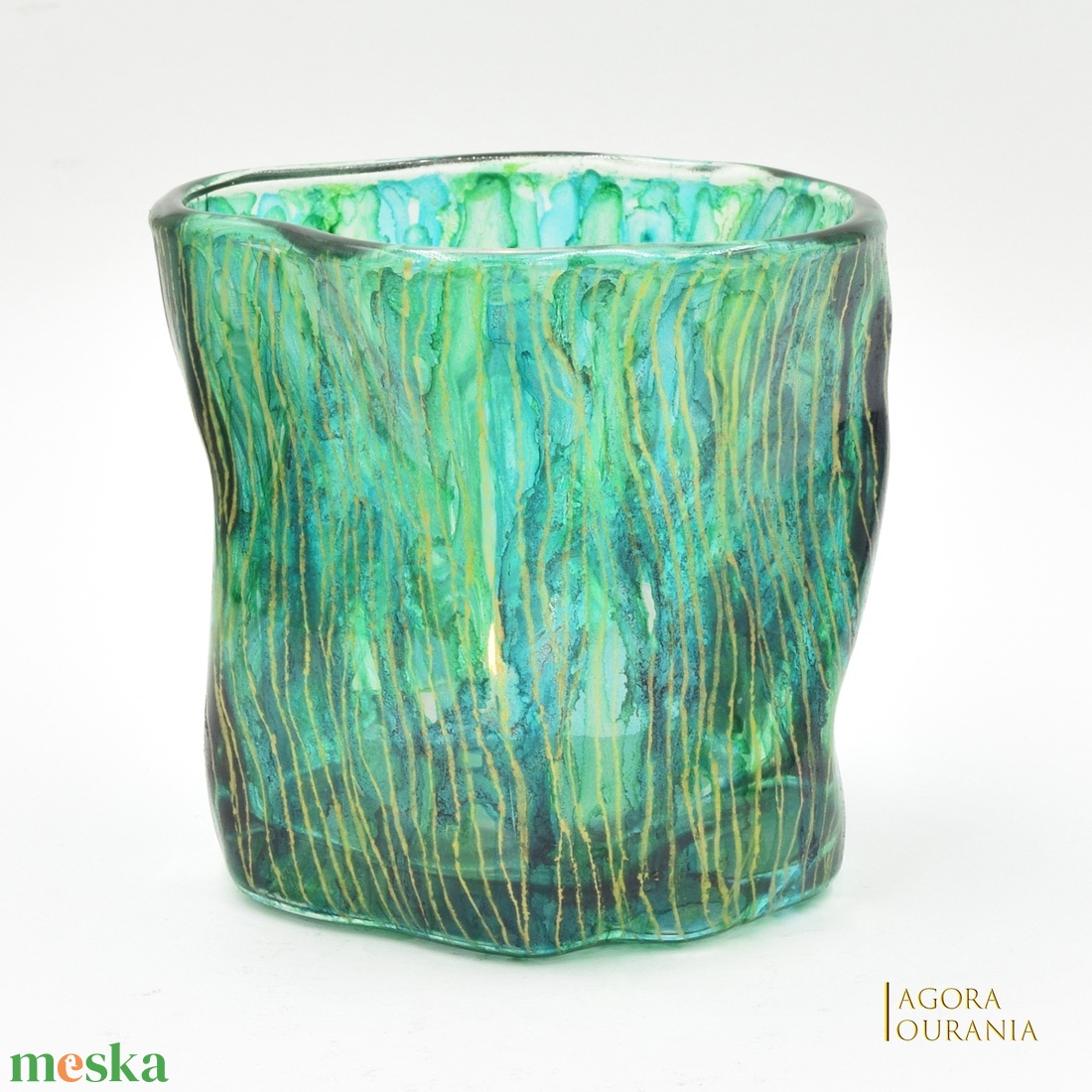 KARÁCSONY fa ÜNNEP üveg MÉCSES TARTÓ No. 84 - otthon & életmód - gyertya, illat, aroma - mécses és mécsestartó - Meska.hu