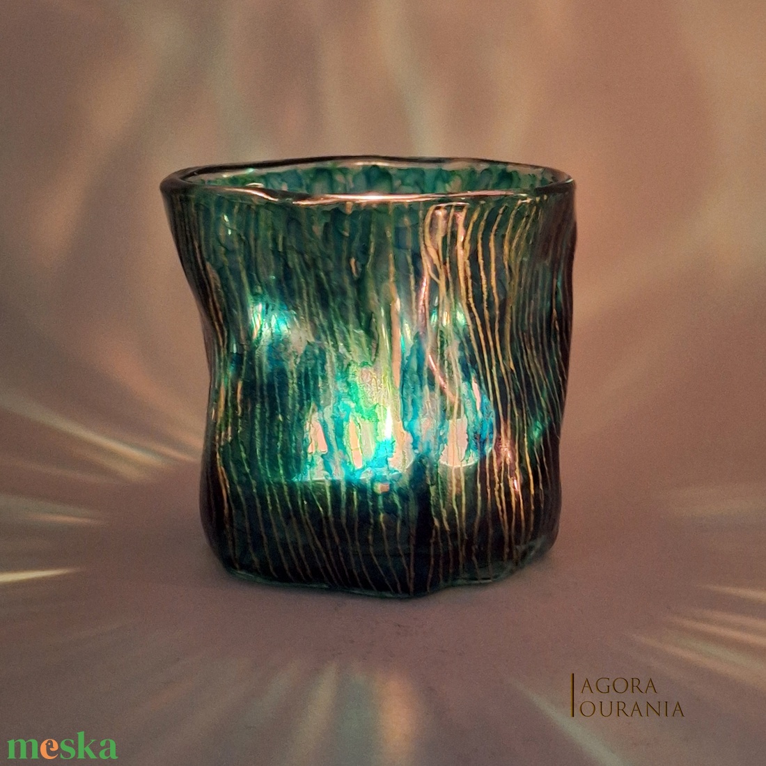 KARÁCSONY fa ÜNNEP üveg MÉCSES TARTÓ No. 84 - otthon & életmód - gyertya, illat, aroma - mécses és mécsestartó - Meska.hu