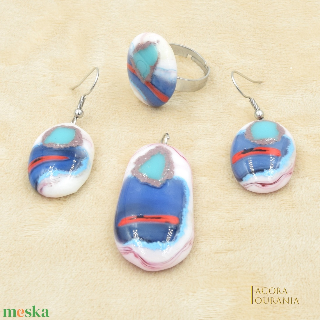 IKEBANA-DO FUSING ÜVEGÉKSZER NO. 11 - ékszer - fülbevaló - lógó fülbevaló - Meska.hu