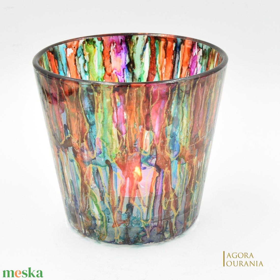 KARÁCSONY fa ÜNNEP üveg MÉCSES TARTÓ No. 85 - otthon & életmód - gyertya, illat, aroma - mécses és mécsestartó - Meska.hu