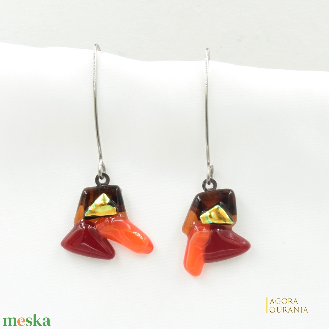 QUADRAT FUSING ÜVEGÉKSZER NO. 62 - ékszer - fülbevaló - lógó fülbevaló - Meska.hu