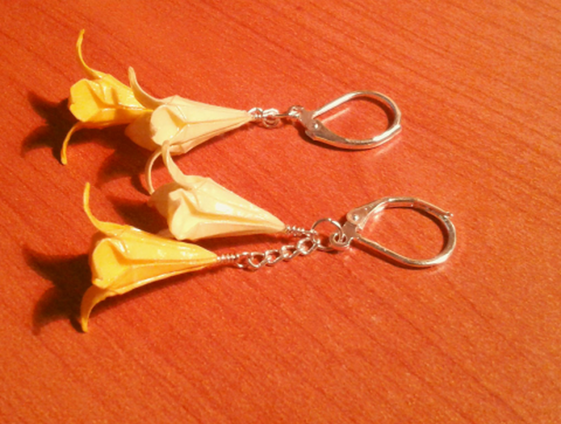 Origami, sárga liliomos fülbevaló - - Meska.hu Origami, sárga liliomos fülbevaló - - Meska.hu