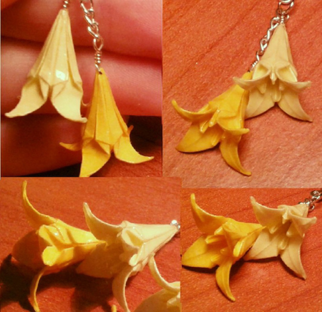 Origami, sárga liliomos fülbevaló - - Meska.hu Origami, sárga liliomos fülbevaló - - Meska.hu