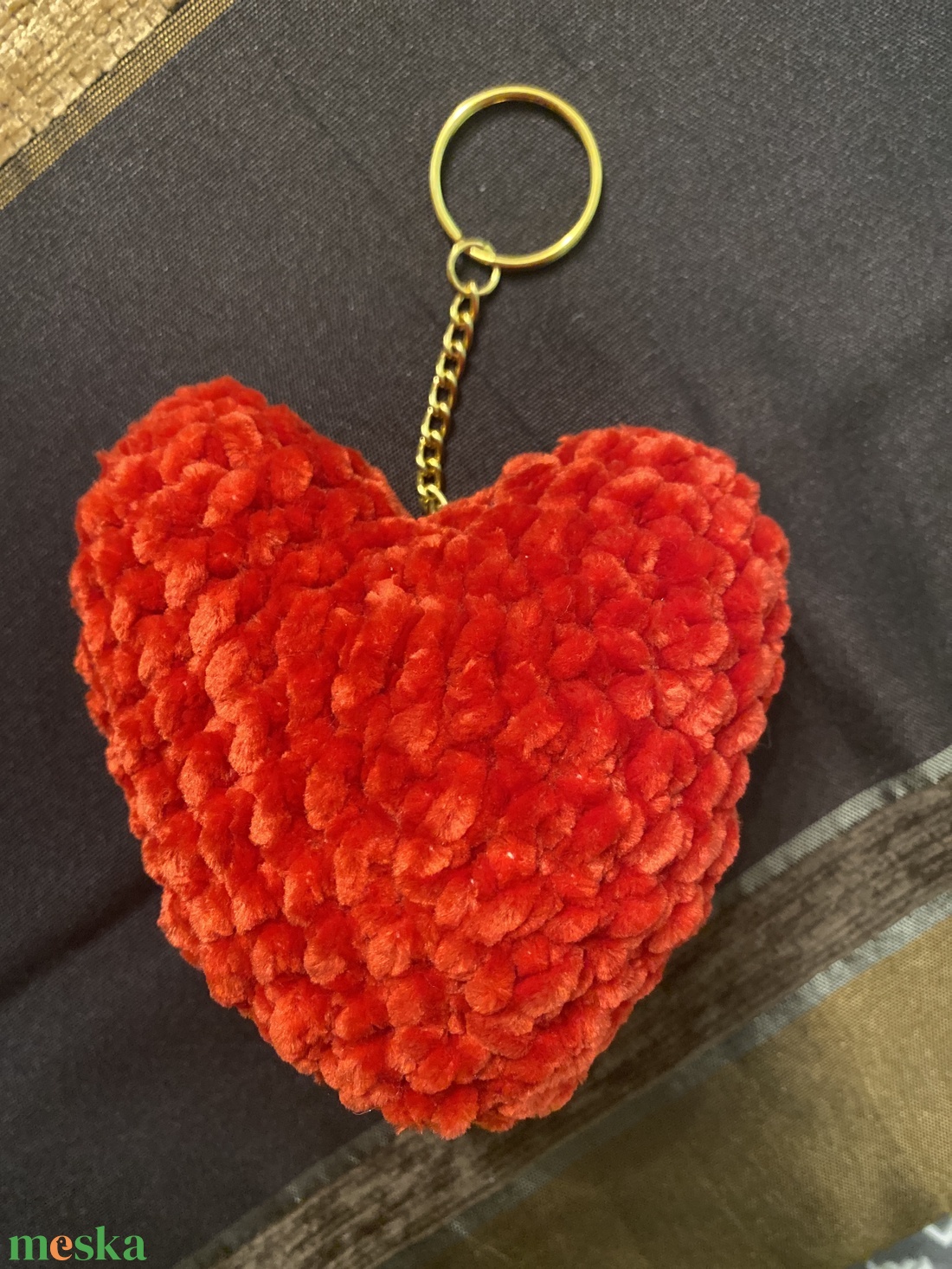 Horgolt szív kulcstartó - táska & tok - kulcstartó & táskadísz - kulcstartó - Meska.hu