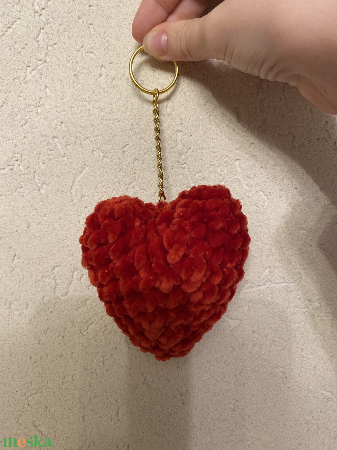 Zsenília horgolt szív - táska & tok - kulcstartó & táskadísz - kulcstartó - Meska.hu