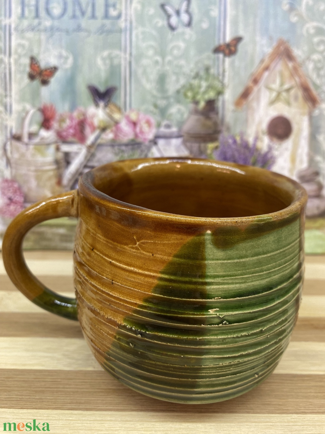 Zöld- barna átmenetes bögre - otthon & életmód - konyhafelszerelés, tálalás - tálalás - bögre & csésze - Meska.hu