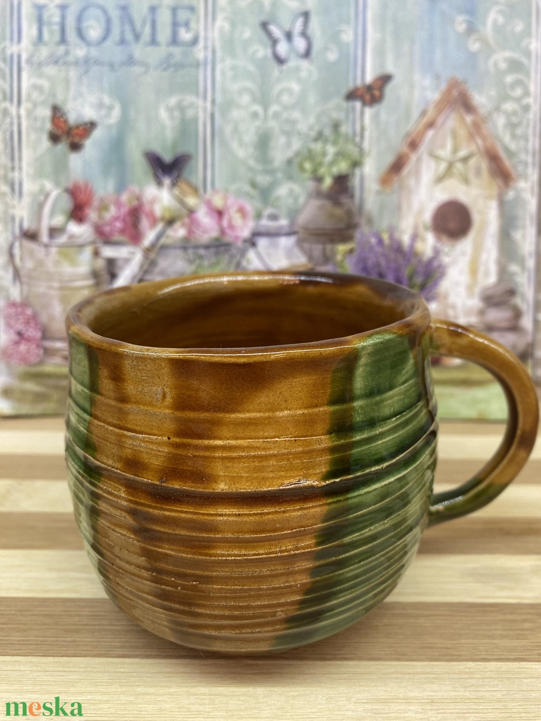Zöld- barna átmenetes bögre - otthon & életmód - konyhafelszerelés, tálalás - tálalás - bögre & csésze - Meska.hu