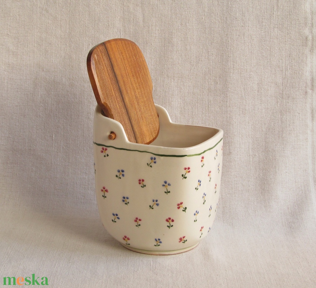 Kerámia sótartó, cukortartó fa fedéllel - otthon & életmód - konyhafelszerelés, tálalás - konyhai tárolás - fűszertartó - Meska.hu