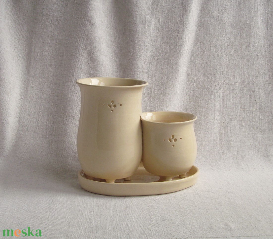 Evőeszköz szárító, két részes, áttört díszítéssel - táska & tok - uzsonna- & ebéd tartó - evőeszköz tartó - Meska.hu