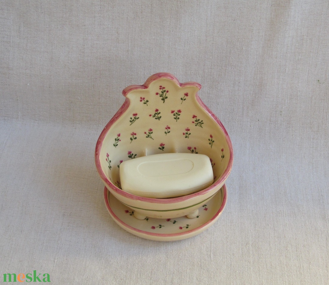 Szappantartó kis virágokkal, tálkával - otthon & életmód - fürdőszoba - szappantartó - Meska.hu