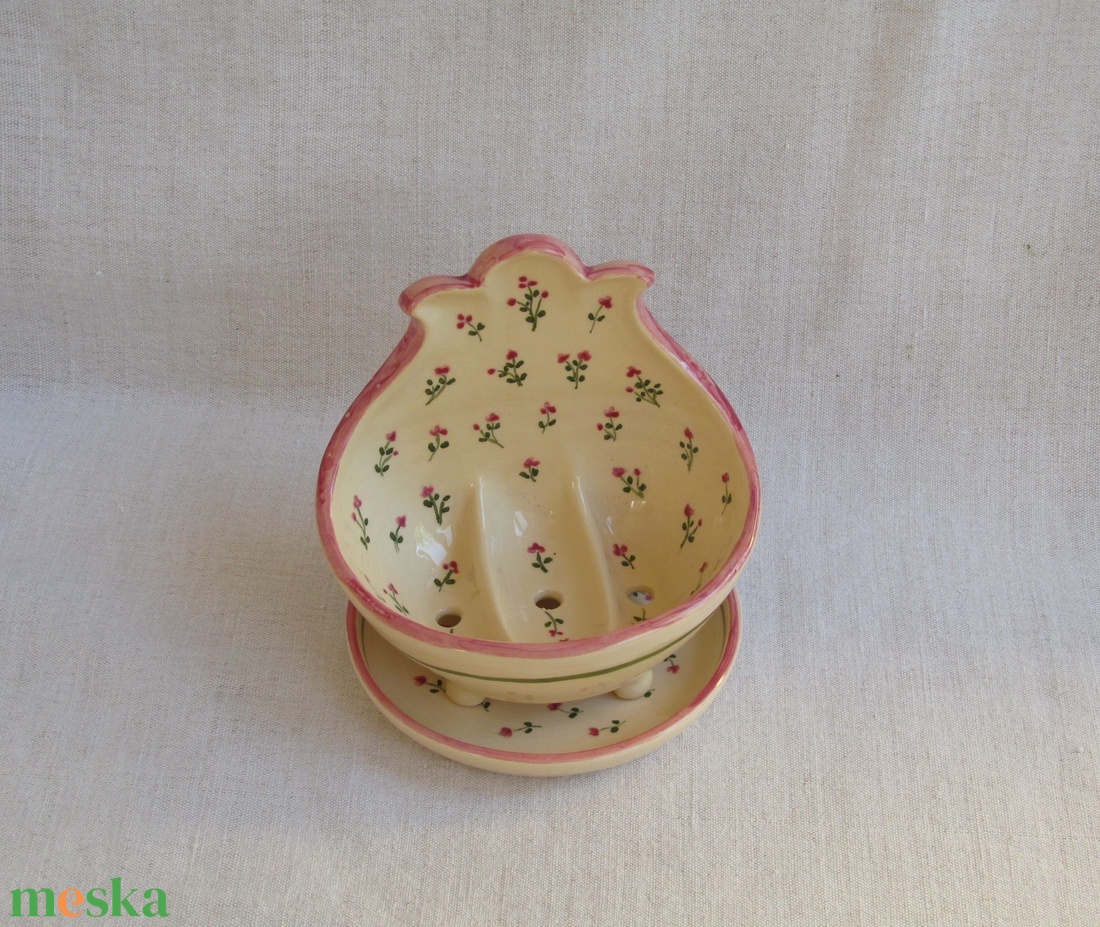 Szappantartó kis virágokkal, tálkával - otthon & életmód - fürdőszoba - szappantartó - Meska.hu