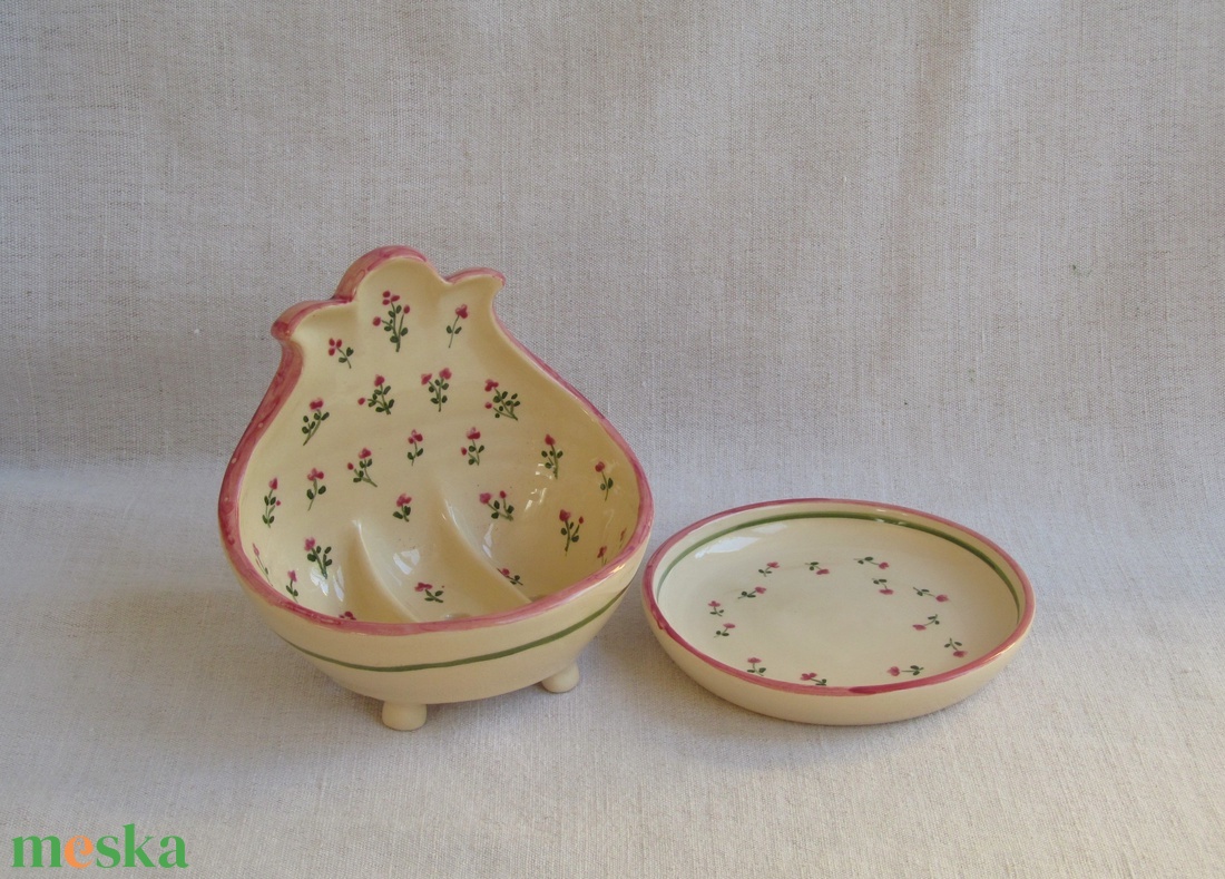 Szappantartó kis virágokkal, tálkával - otthon & életmód - fürdőszoba - szappantartó - Meska.hu