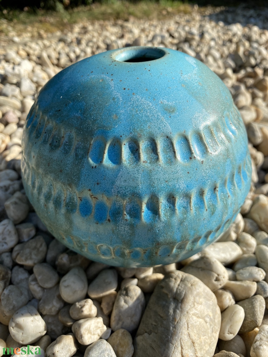 Türkizkék kerámia váza - otthon & életmód - virágdekoráció - virágtartó - váza - Meska.hu