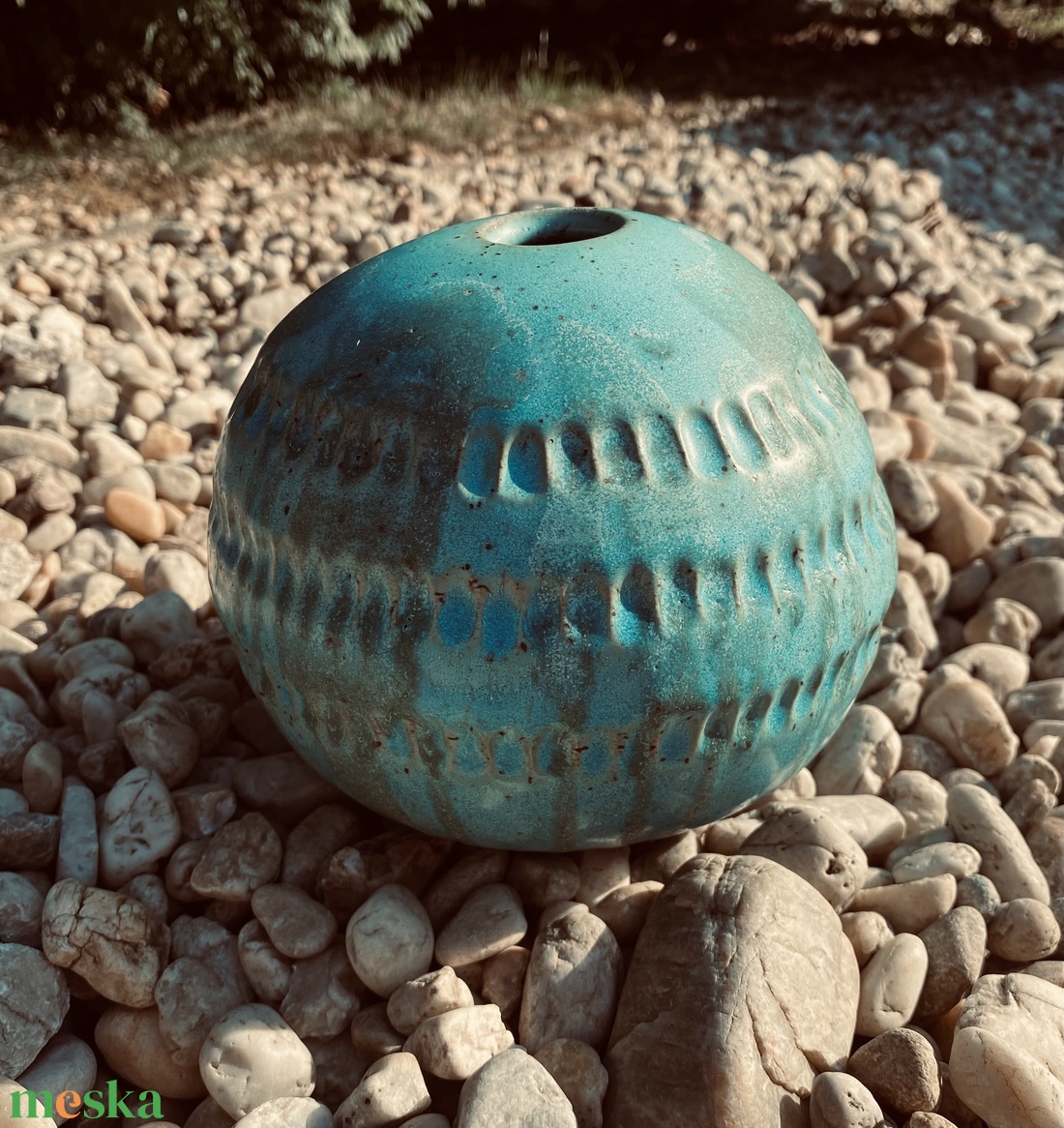 Türkizkék kerámia váza - otthon & életmód - virágdekoráció - virágtartó - váza - Meska.hu