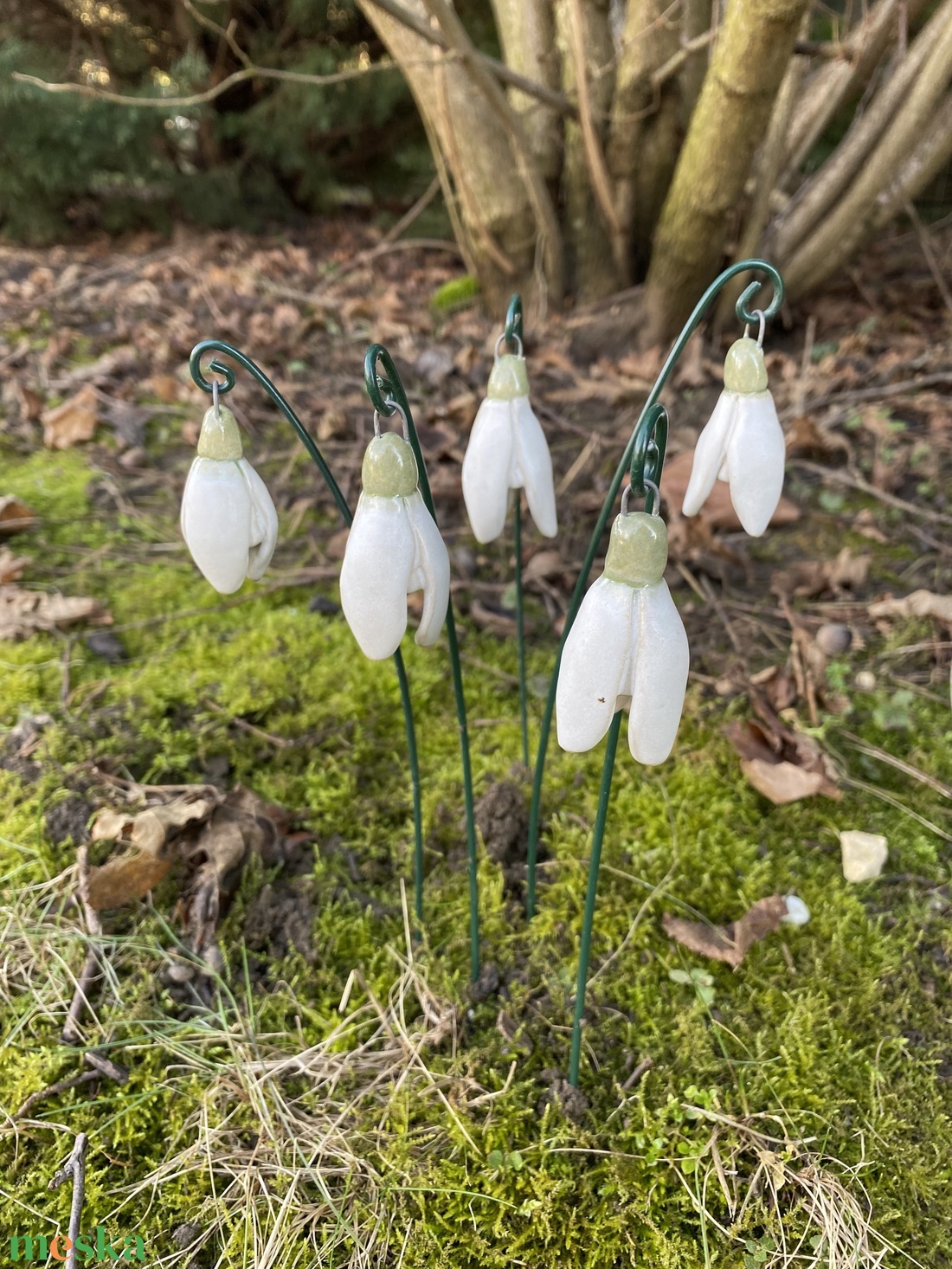 Kerámia hóvirág - otthon & életmód - virágdekoráció - virágok - szálas virág - Meska.hu