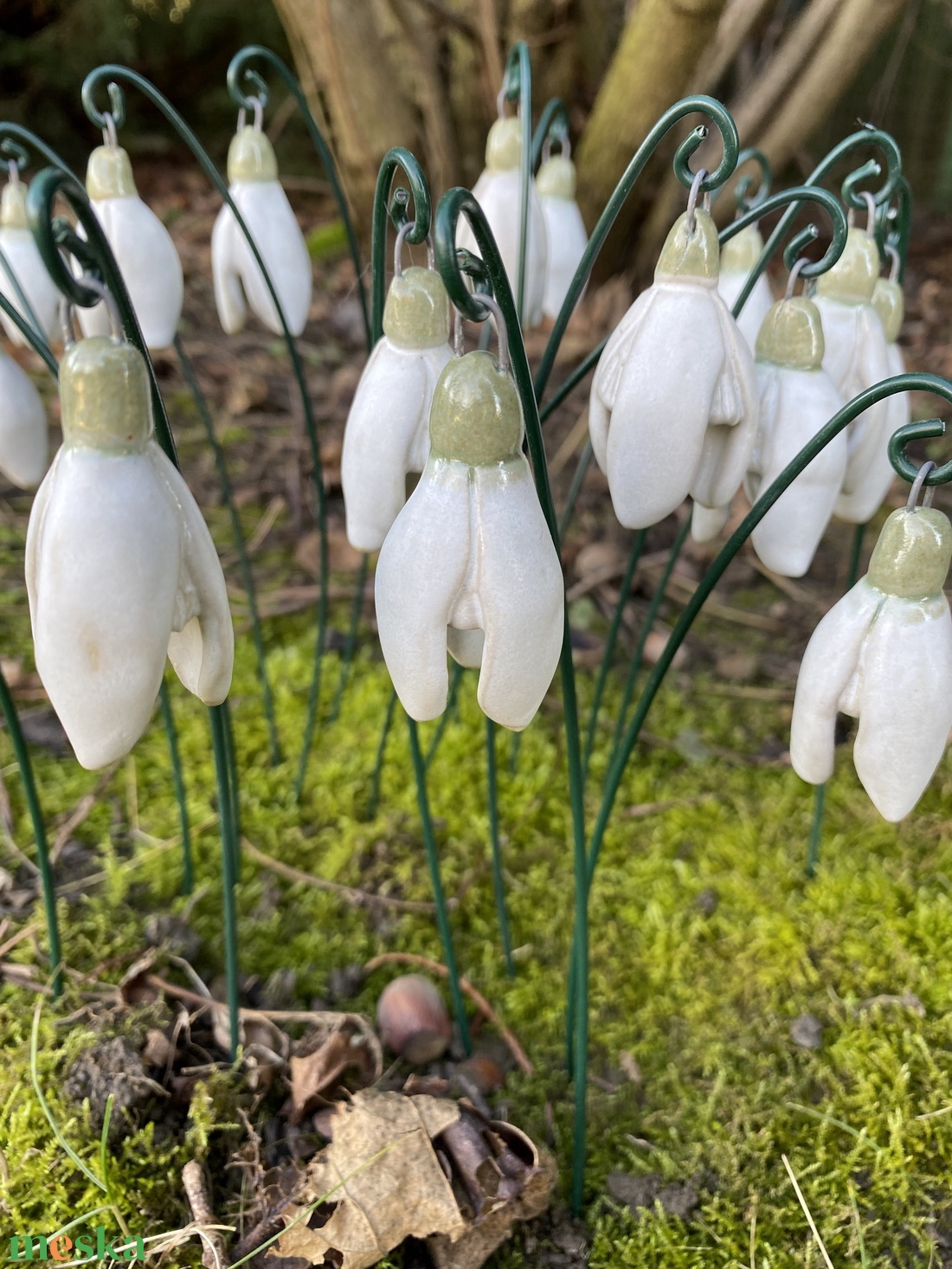 Kerámia hóvirág - otthon & életmód - virágdekoráció - virágok - szálas virág - Meska.hu