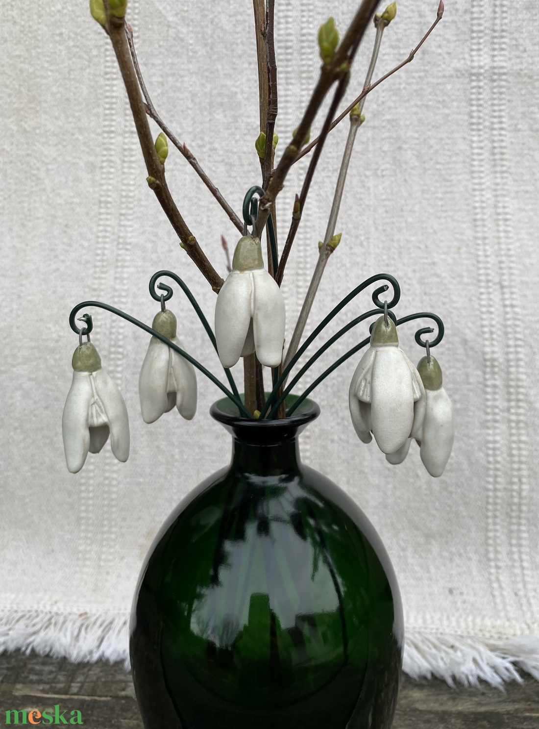 Kerámia hóvirág - otthon & életmód - virágdekoráció - virágok - szálas virág - Meska.hu