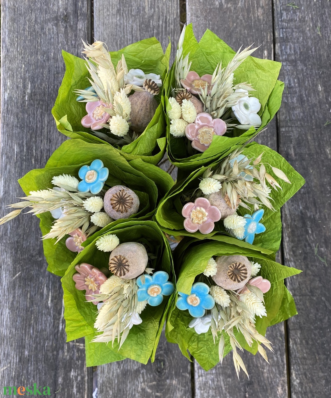 Kerámia virág csokor - otthon & életmód - virágdekoráció - virágok - virágcsokor - Meska.hu