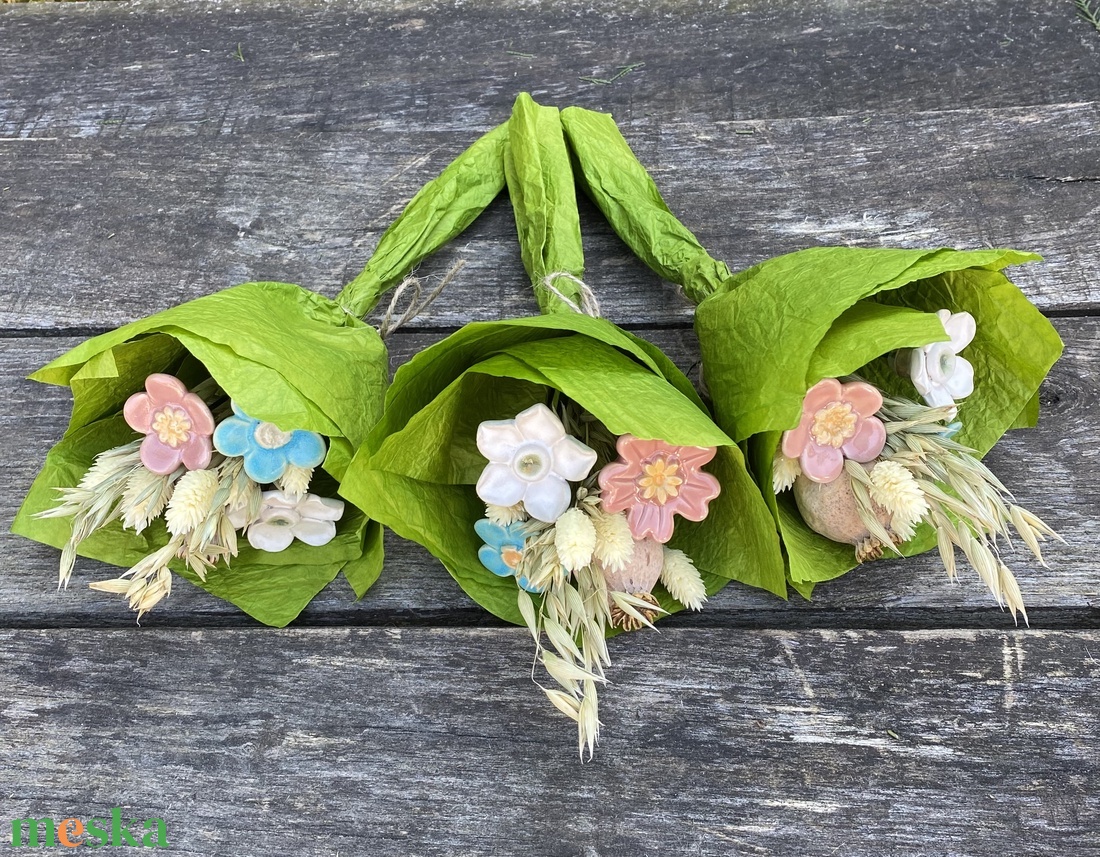 Kerámia virág csokor - otthon & életmód - virágdekoráció - virágok - virágcsokor - Meska.hu